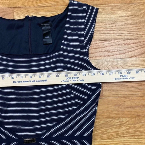 Ann Taylor Striped Sheath Dress Women 6 Navy White Nautical Career Classic Chic - Picture 3 of 8